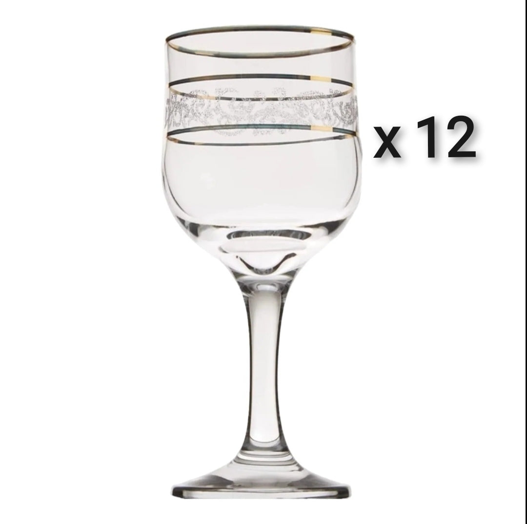 Set 12 pahare cu picior LAV Adora Gold 320 ml