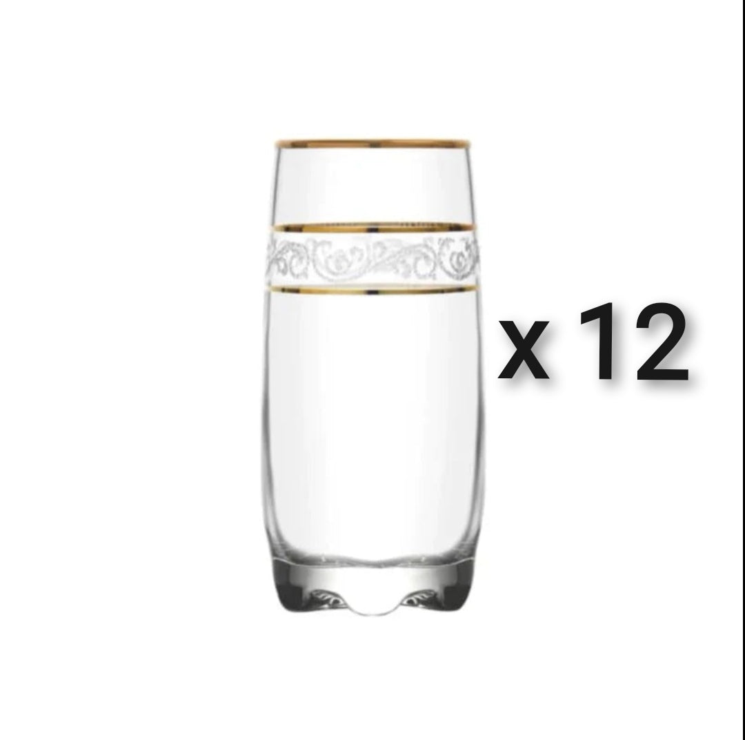 Set 12 pahare long Drink Lav Adora Gold 390 ml Eleganta si Rafinament pentru Băuturi