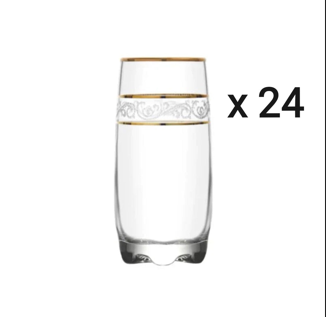 Set 24 pahare aurii long Drink Lav Adora Gold Eleganta și Stil pentru Servirea Cocktailurilor și Băuturilor Răcoritoare