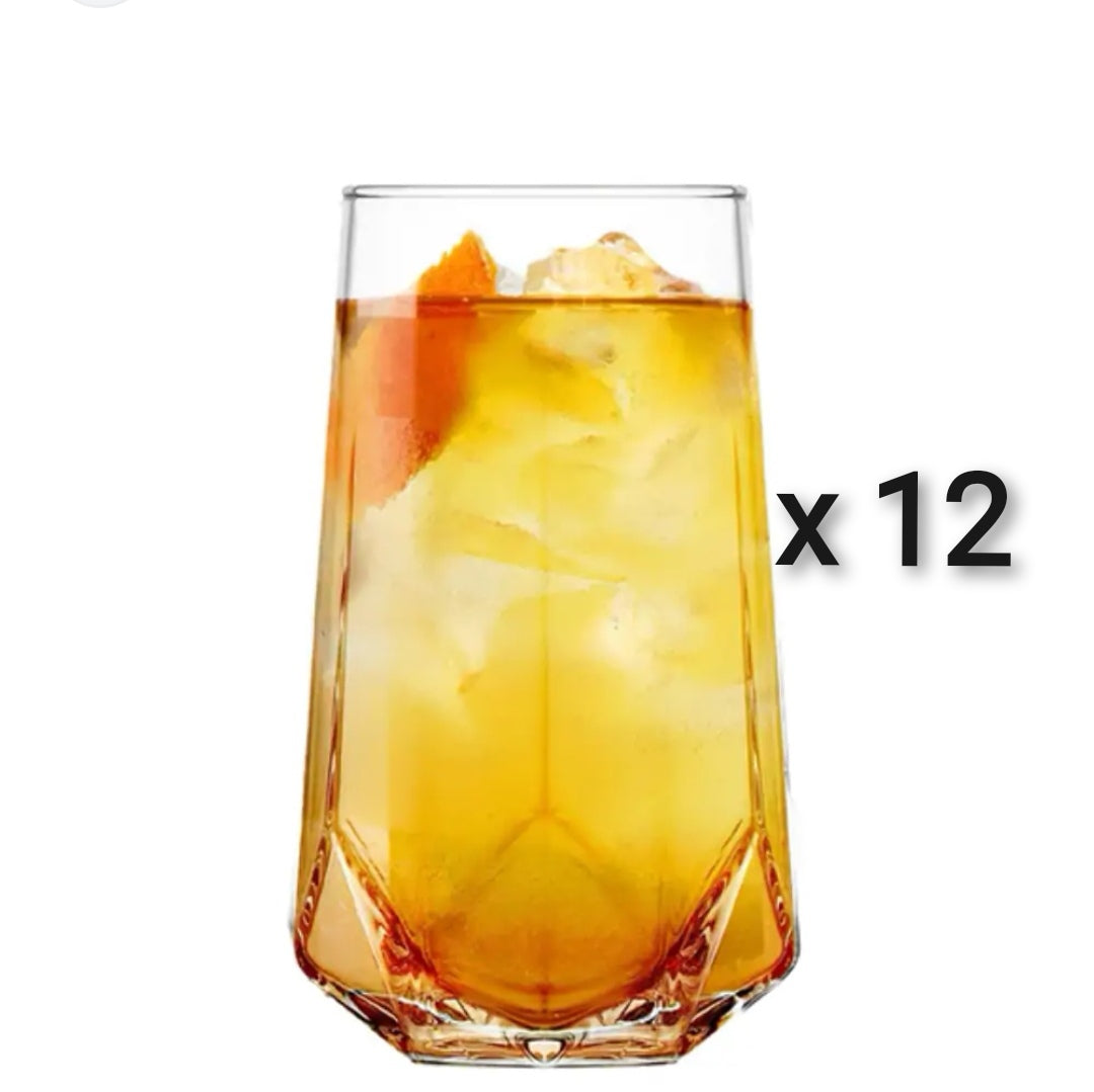 Set 12 pahare Inalte din Sticla LAV Valeria, 460 ml, Eleganta si Versatilitate pentru Bauturi Racoritoare
