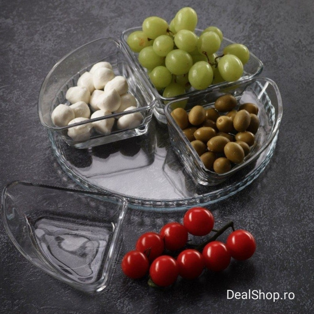Set 4 boluri cu platou de sticla 200 ml Denis Kaveh terasa si evenimente