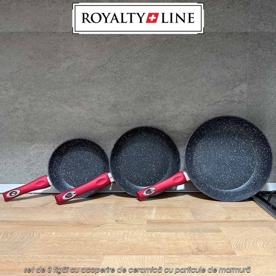 Set 3 tigai cu invelis de marmura Royalty Line Red RL-FM3F3B