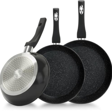 Set 3 tigai cu invelis de marmura Royalty Line, Negru RL-FM3F3BK Gătește sanatos