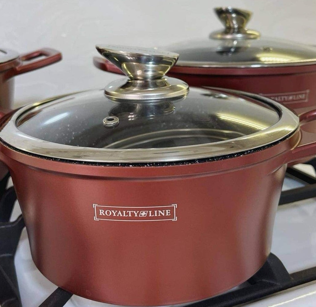 Cratita cu Capac 2,5 L Invelis de Marmura, Royalty Line, Visiniu