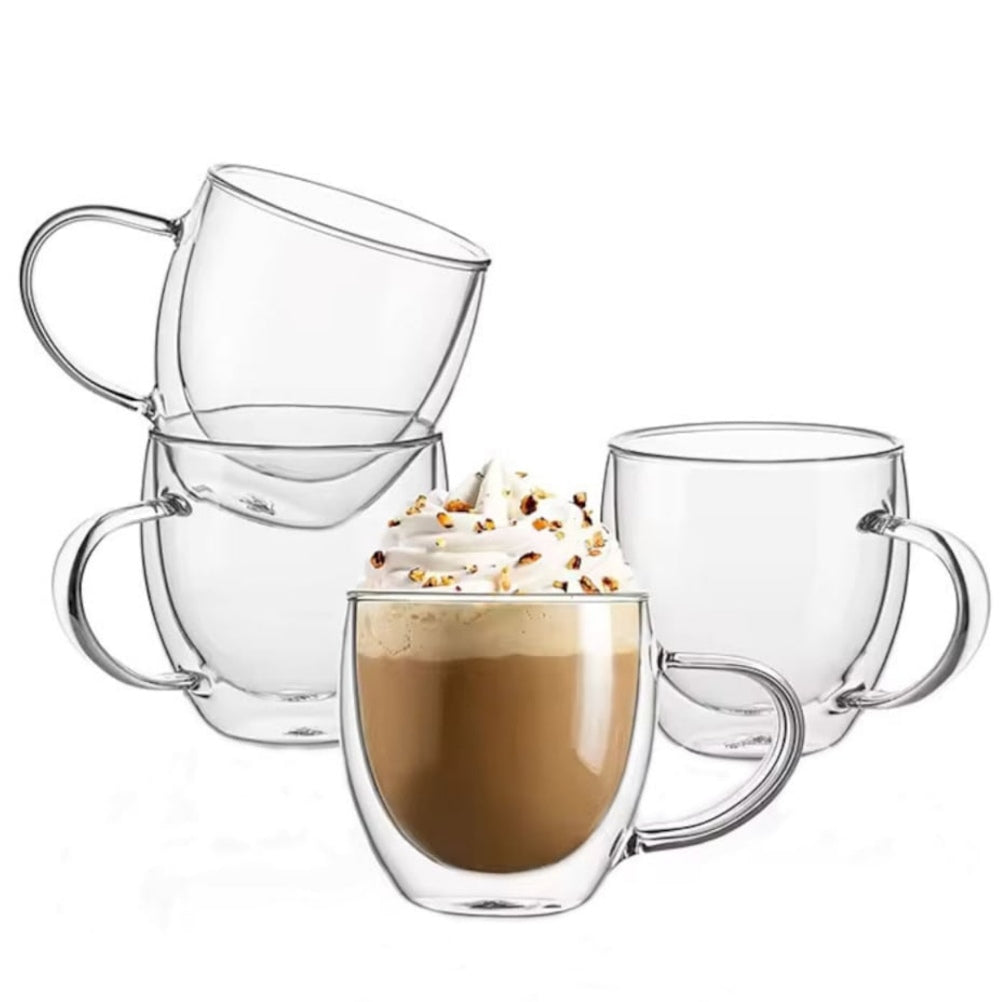 Set 4 cesti cafea cu pereti dublii termorezitente 250 ml