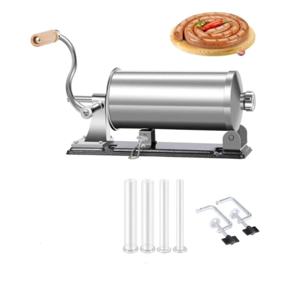 Aparat de umplut carnati orizontal, inox carnatar 3 kg, 4 palnii incluse, Vanessa masina de carnat
