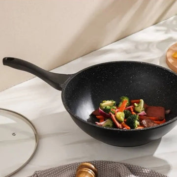 Tigaie Wok 3.7 litri Royalty Line RL-BW28ML 28 cm, l interior marmura