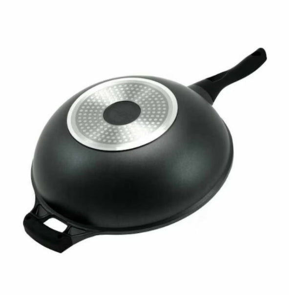 Tigaie Wok, Royalty Line RL-BW32ML 32 cm, 5,9 litri interior marmura, fără capac