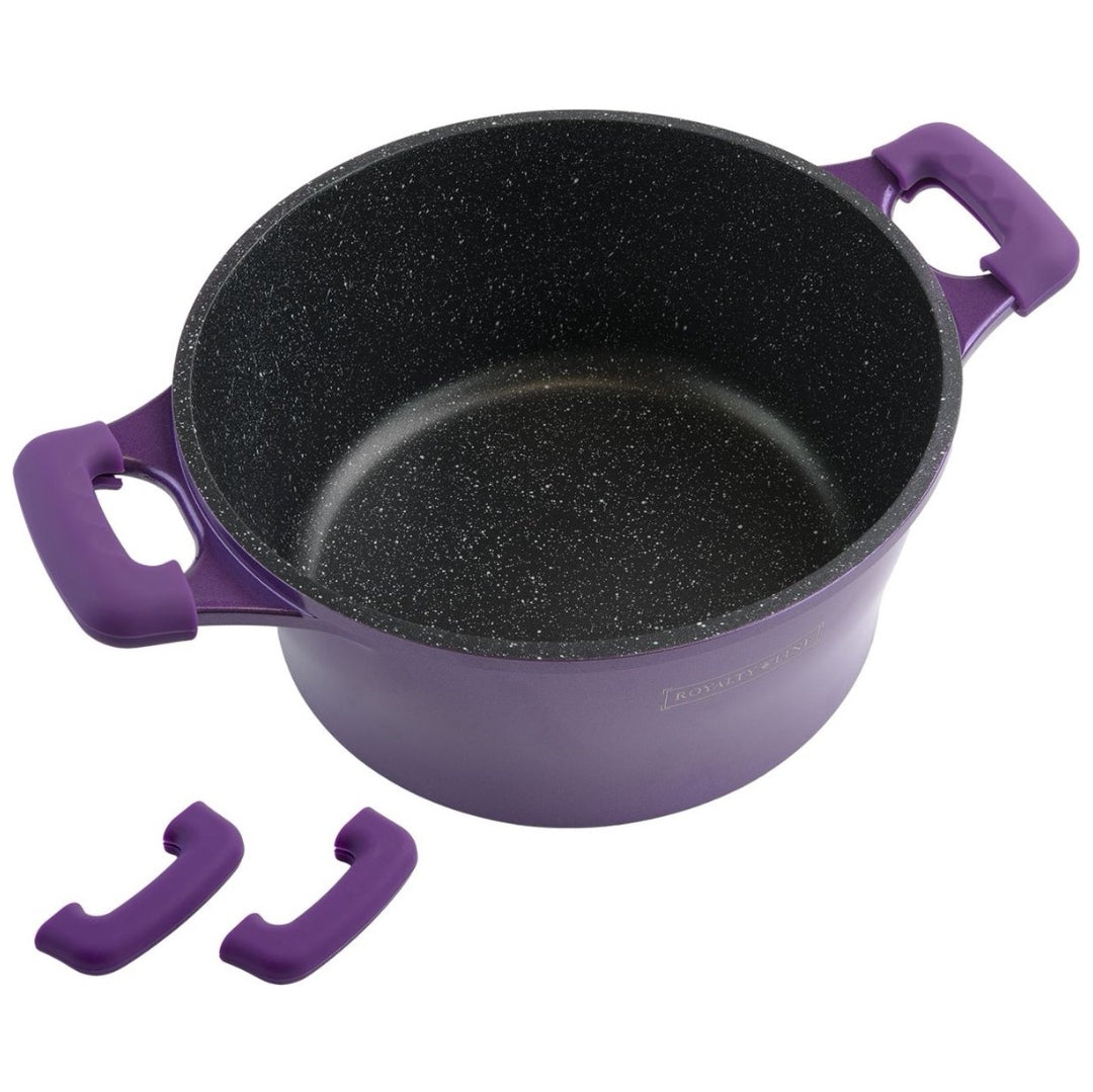 Cratita cu Capac 2,5 L Invelis de Marmura, Royalty Line, Mov