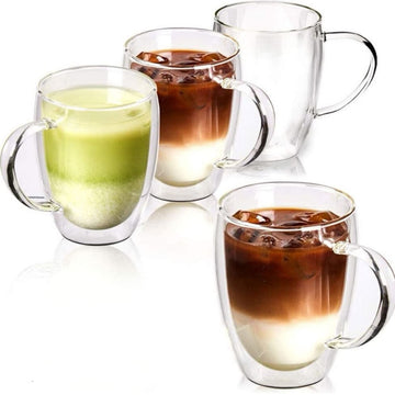 Set 6 cesti cafea pereti dubli din sticla termorezistenta 350 ml Eleganta și Funcționalitate pentru Băuturile Tale Calde
