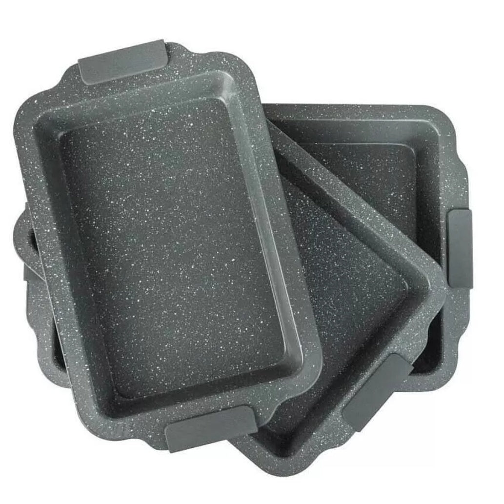 Set 3 tavi cuptor antiaderente, Royalty Line, interior granit, mânere silicon