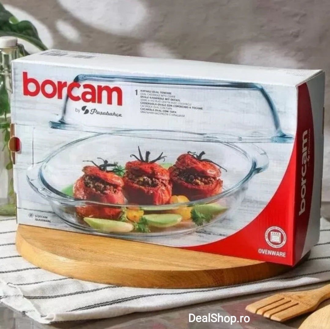 Vas yena termorezistent oval cu capac Borcam 2,2 Litri 59062