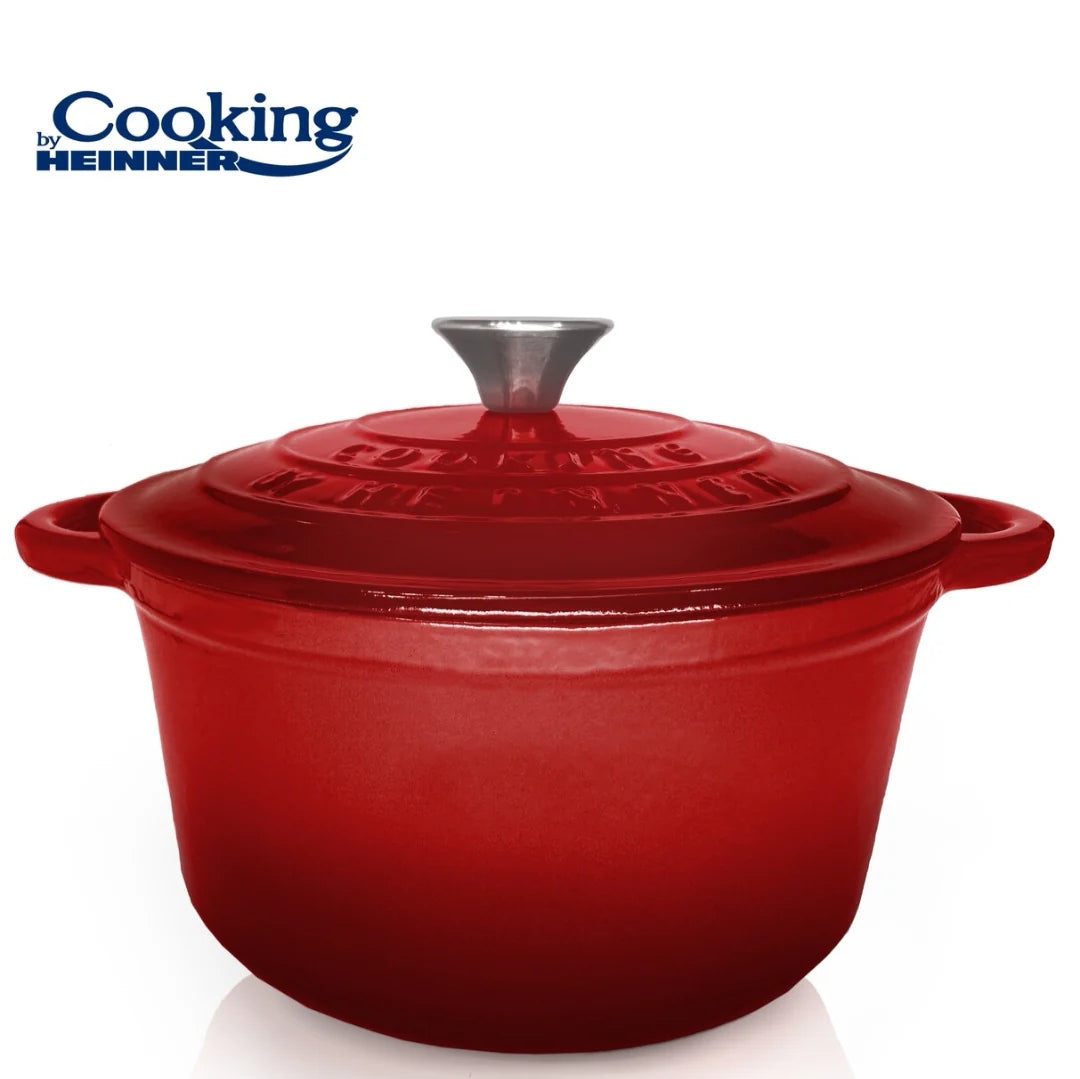 Cratita fonta 4 litri emailata Cooking by Heinner Red Line cu capac 24 x 11,5 cm Gatit sanatos traditional