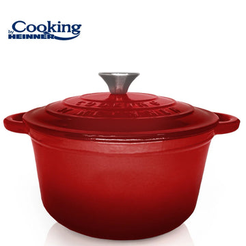 Cratita fonta 4 litri emailata Cooking by Heinner Red Line cu capac 24 x 11,5 cm Gatit sanatos traditional