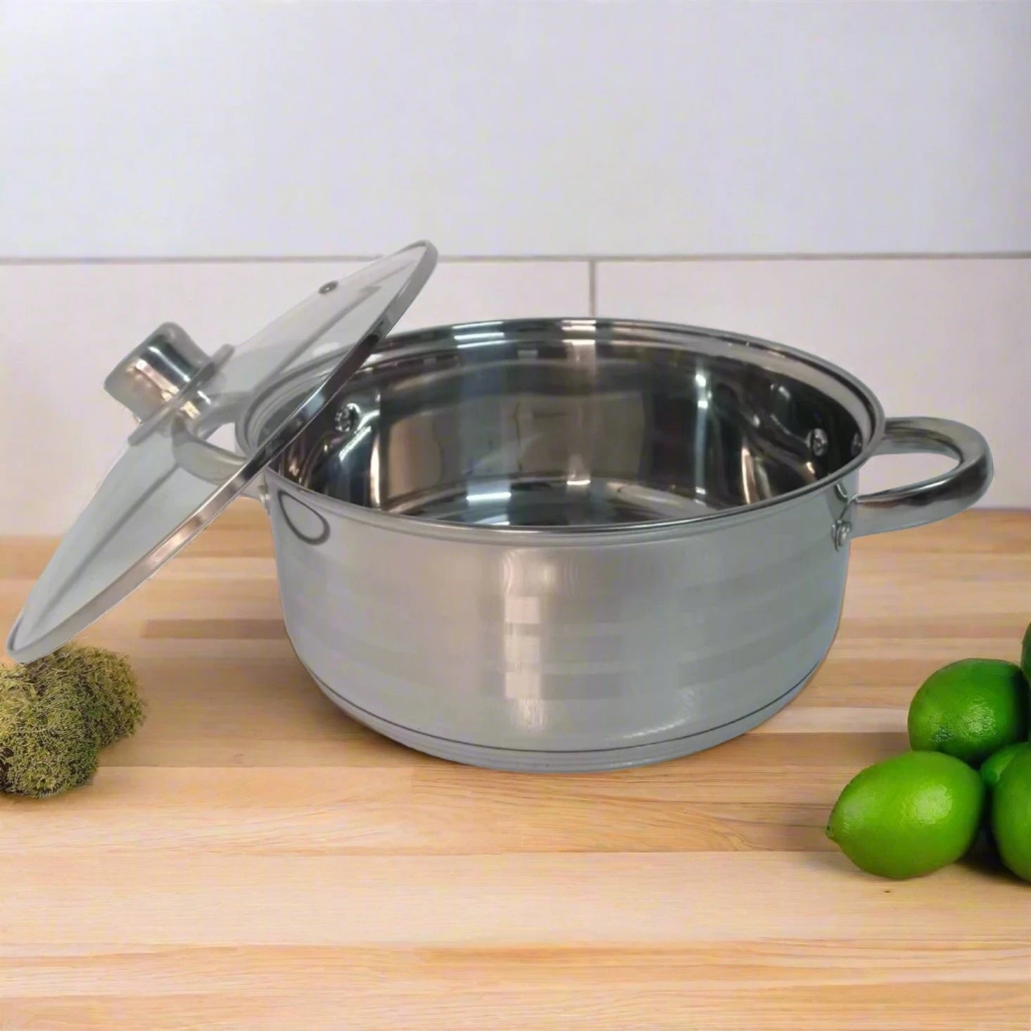 Cratita 9 litri joasa inox cu capac de sticla Fund multistrat Royalty Gatire Eficientă Gateste sanatos și gustos SP6-SP7