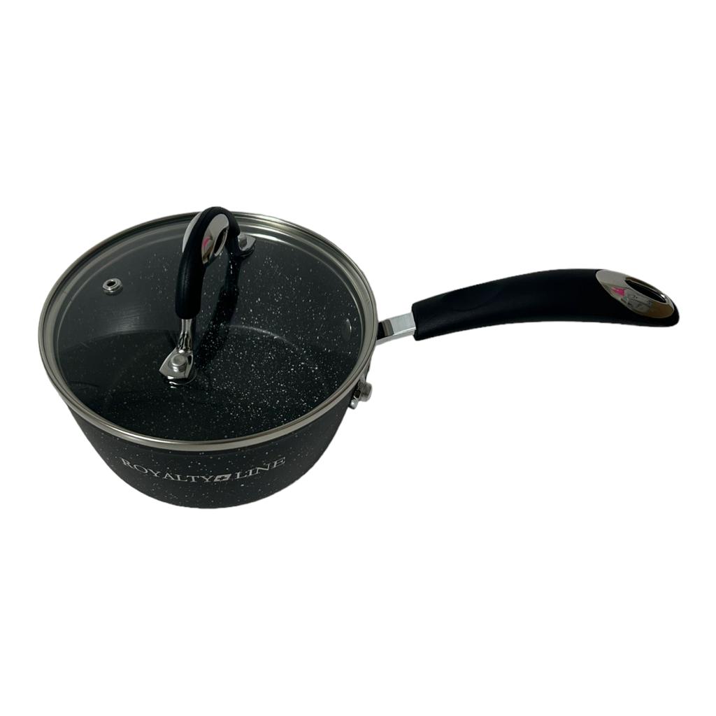 Cratita sos cu invelis de marmura si capac sticla 1,2 l Royalty line, Negru