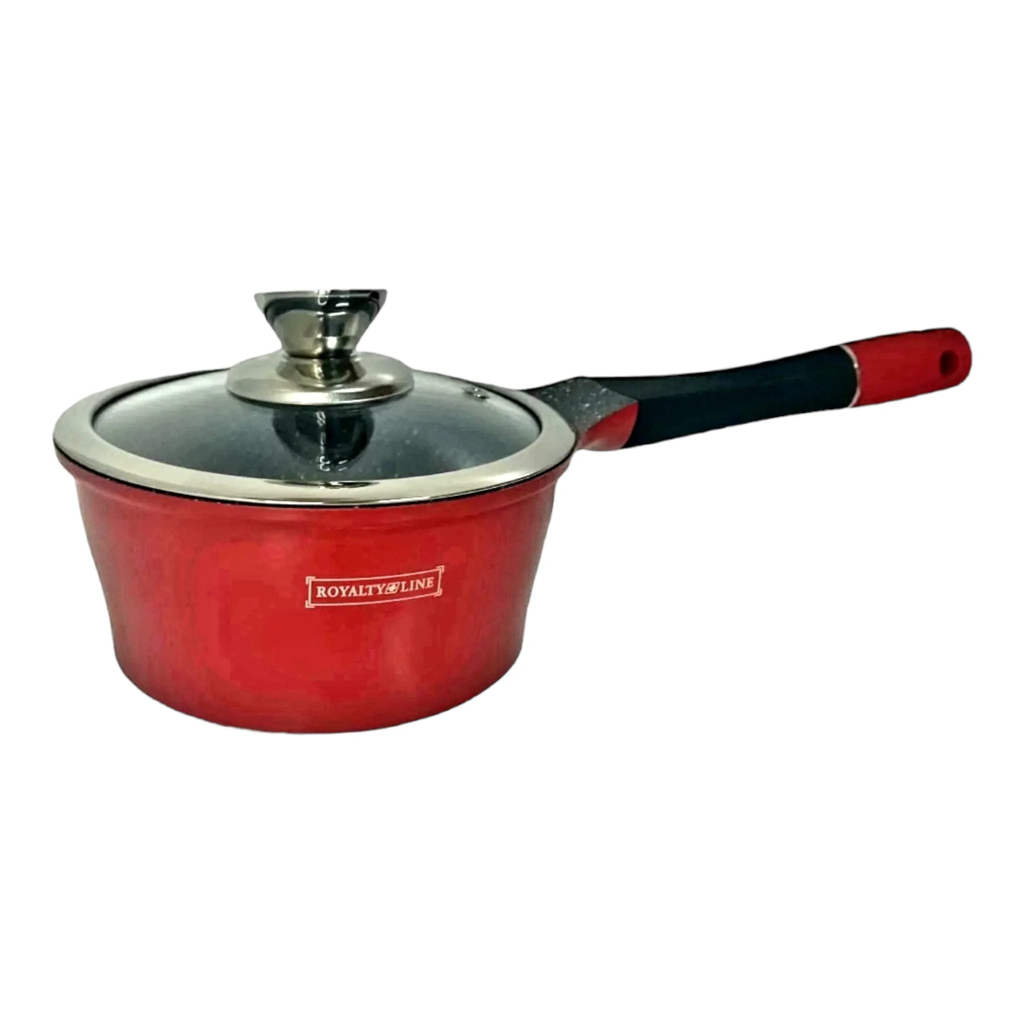 Cratita sos cu invelis de marmura  maner detasabil si capac sticla 16×7.8 cm 1,2 l Royalty line, Rosu