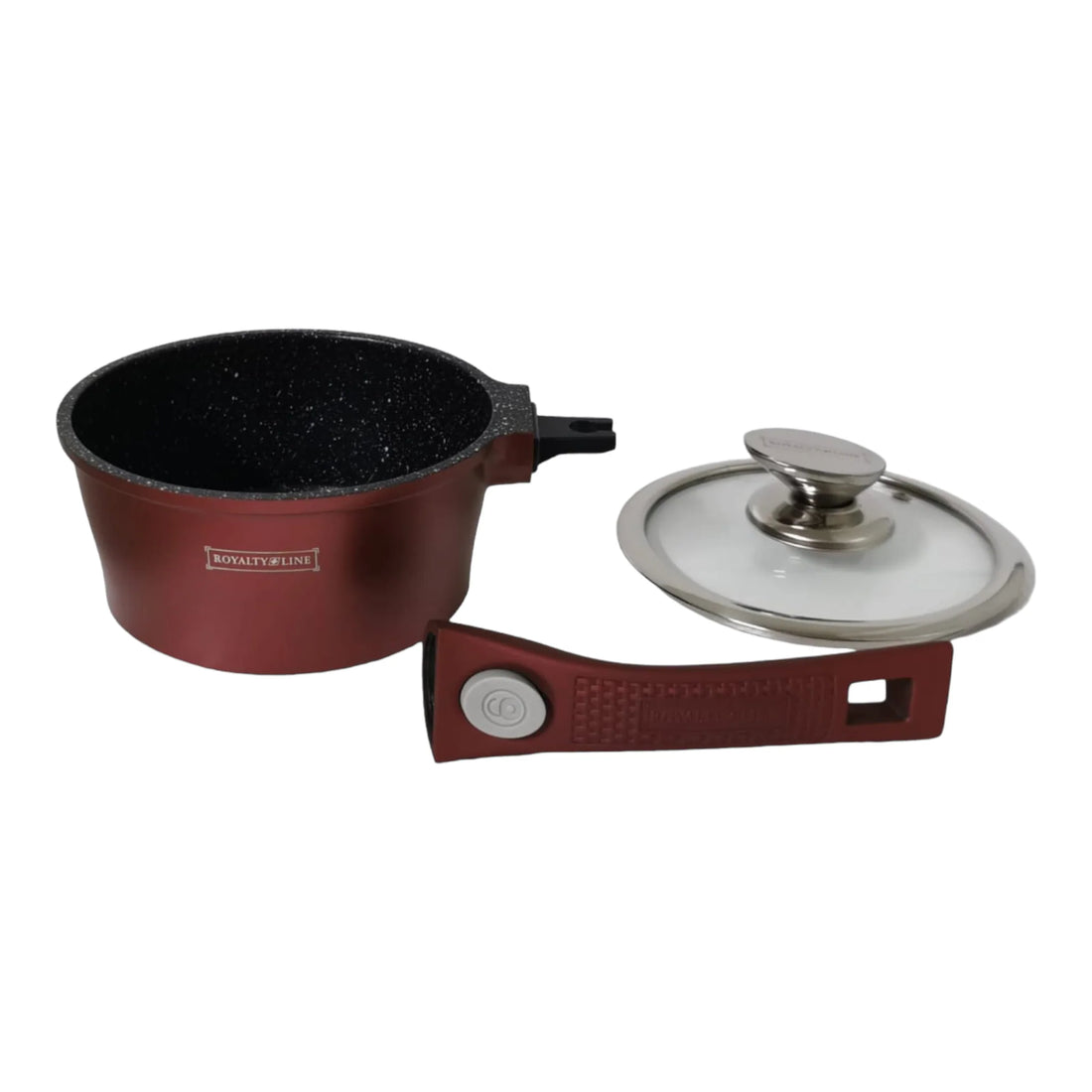 Cratita sos cu invelis de marmura  maner detasabil si capac sticla 16×7.8 cm 1,2 l Royalty line, Visiniu