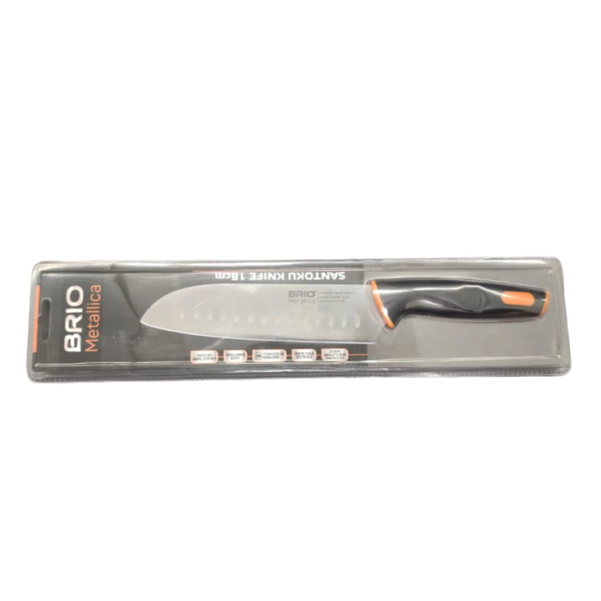 Cutit Otel Inoxidabil Santoku Brio Metallica Maner Ergonomic Antialunecare 18 Cm