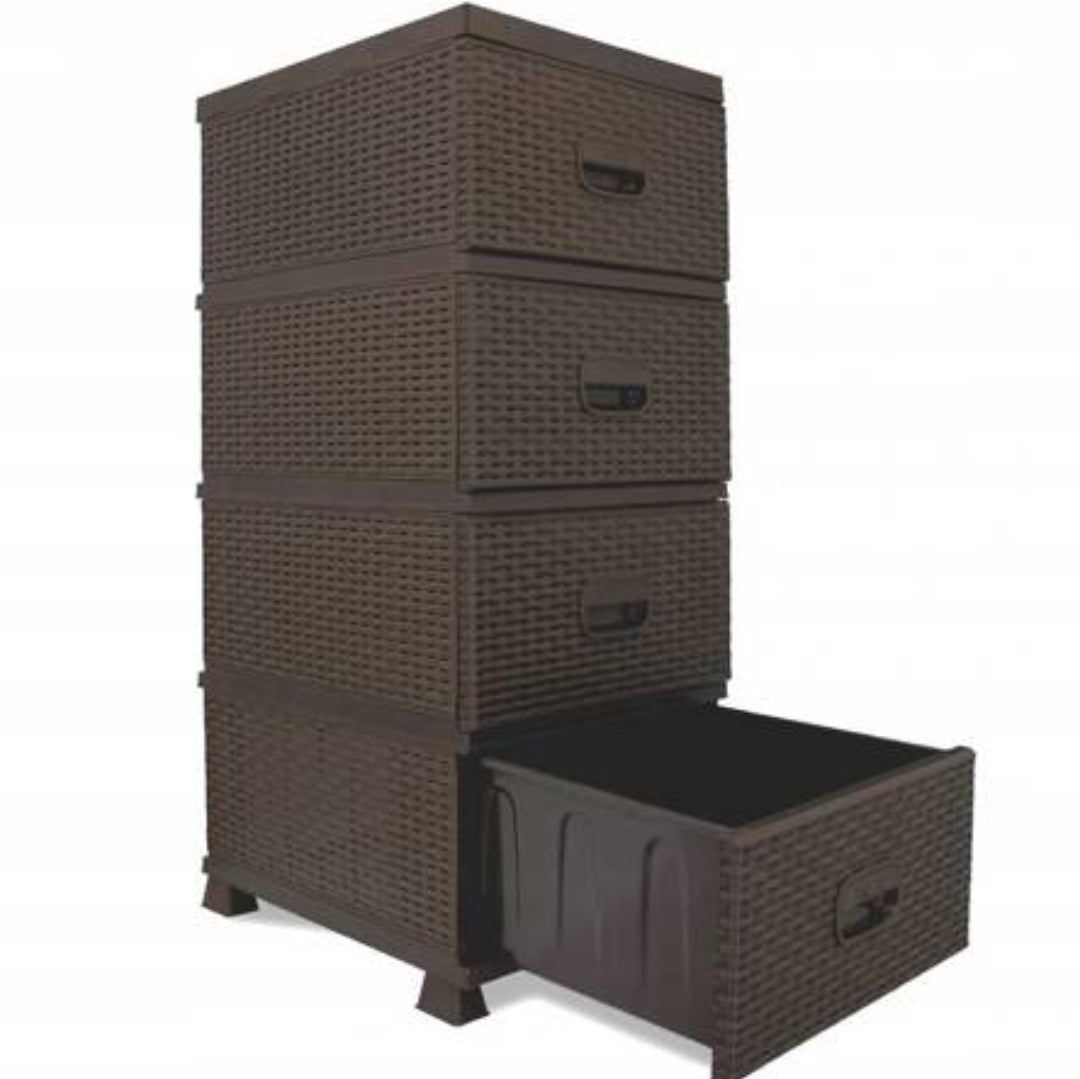 Dulap model ratan 4 sertare pentru depozitare 38x45x90 cm maro