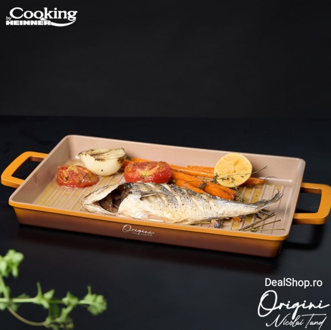 Tava grătar Grill Cooking by Heinner Origini Chef Nicolai Tand invelis ceramic inductie 36 x 26.4 x 4 cm