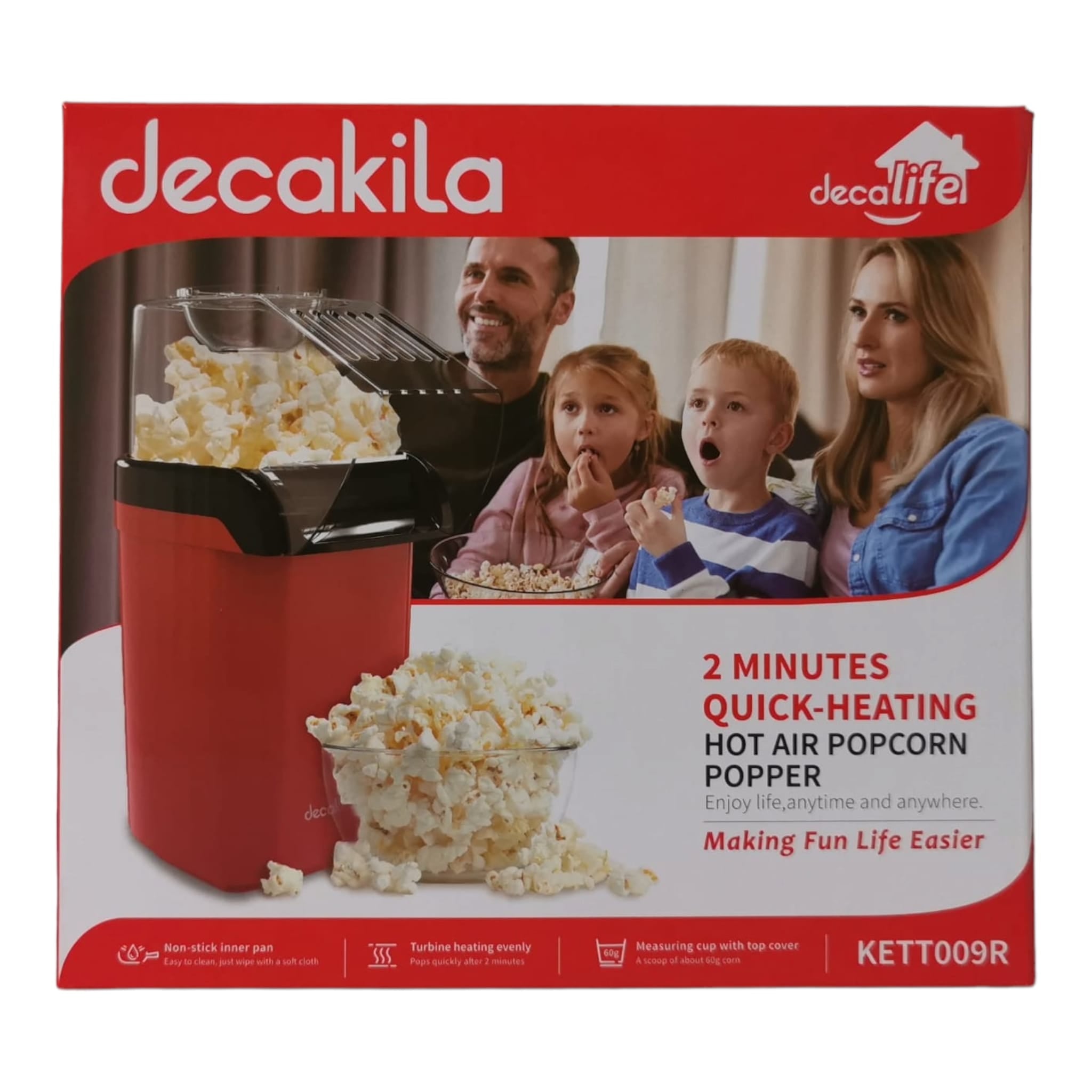 Aparat pentru popcorn Decakila, 1200 W, Rosu KETT009R