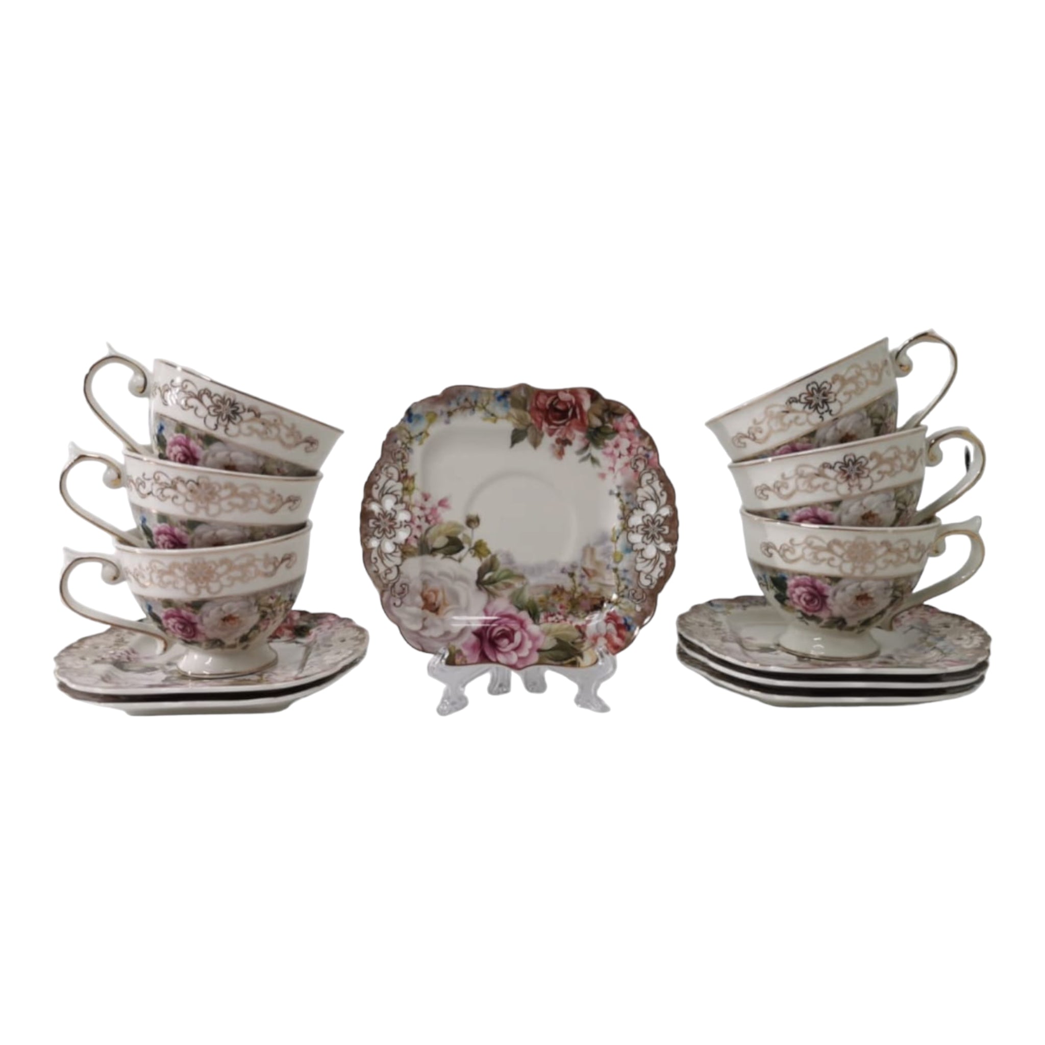 Set 6 cesti cu 6 farfurioare si zaharnita Malooki, Luxury Collection 7514