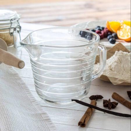Latiera gradata din Sticla, pentru spumare lapte, cappuccino, tip ulcior barista cu maner, 700 ml