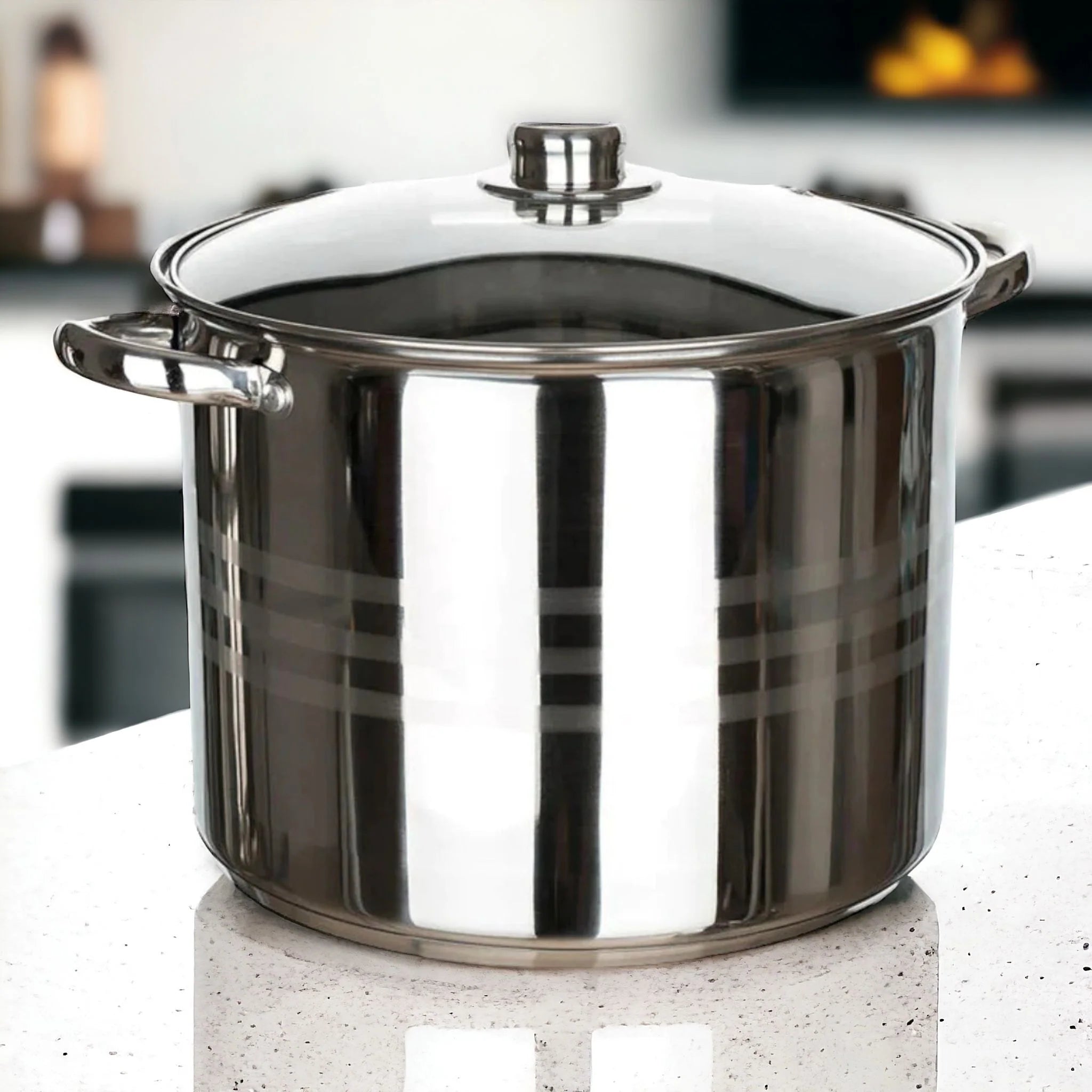 Oala inox 10 litri cu capac sticla fund multistrat Royalty Line