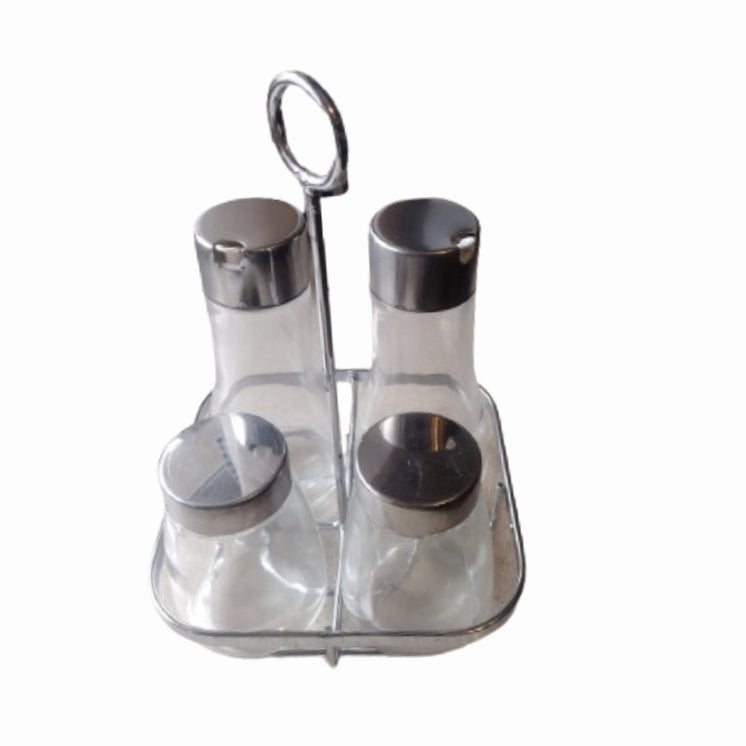 Oliviera set 5 piese, sare piper 200 ml 2 pcs ulei otet 250 ml 1 suport inox