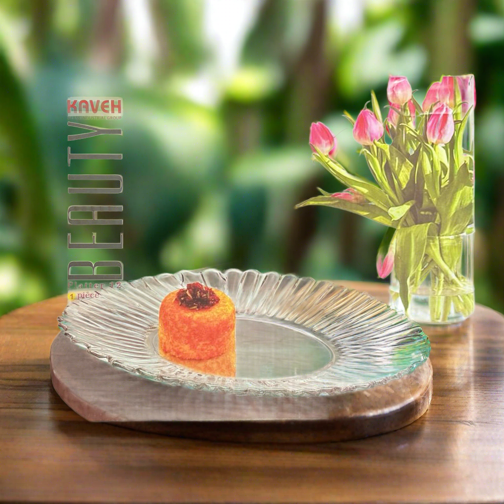 Platou aperitiv și desert oval din sticlă rezistentă 27x20 cm - Beauty"