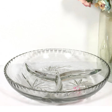 Platou aperitiv, sticla rezistenta, rotund compartimentat, 22 cm