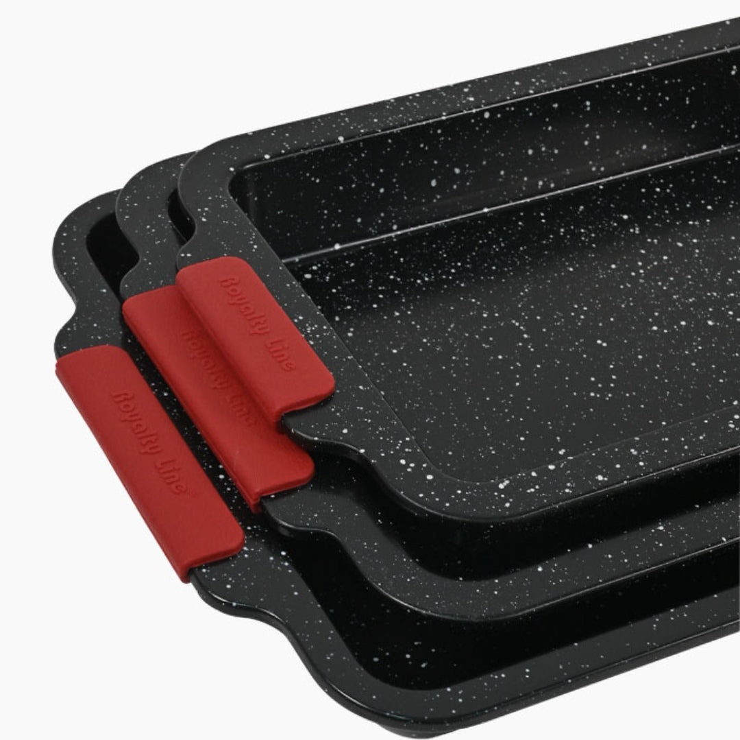 Set 3 tavi cuptor Royalty Line, interior granit si manere silicon RL-MM3