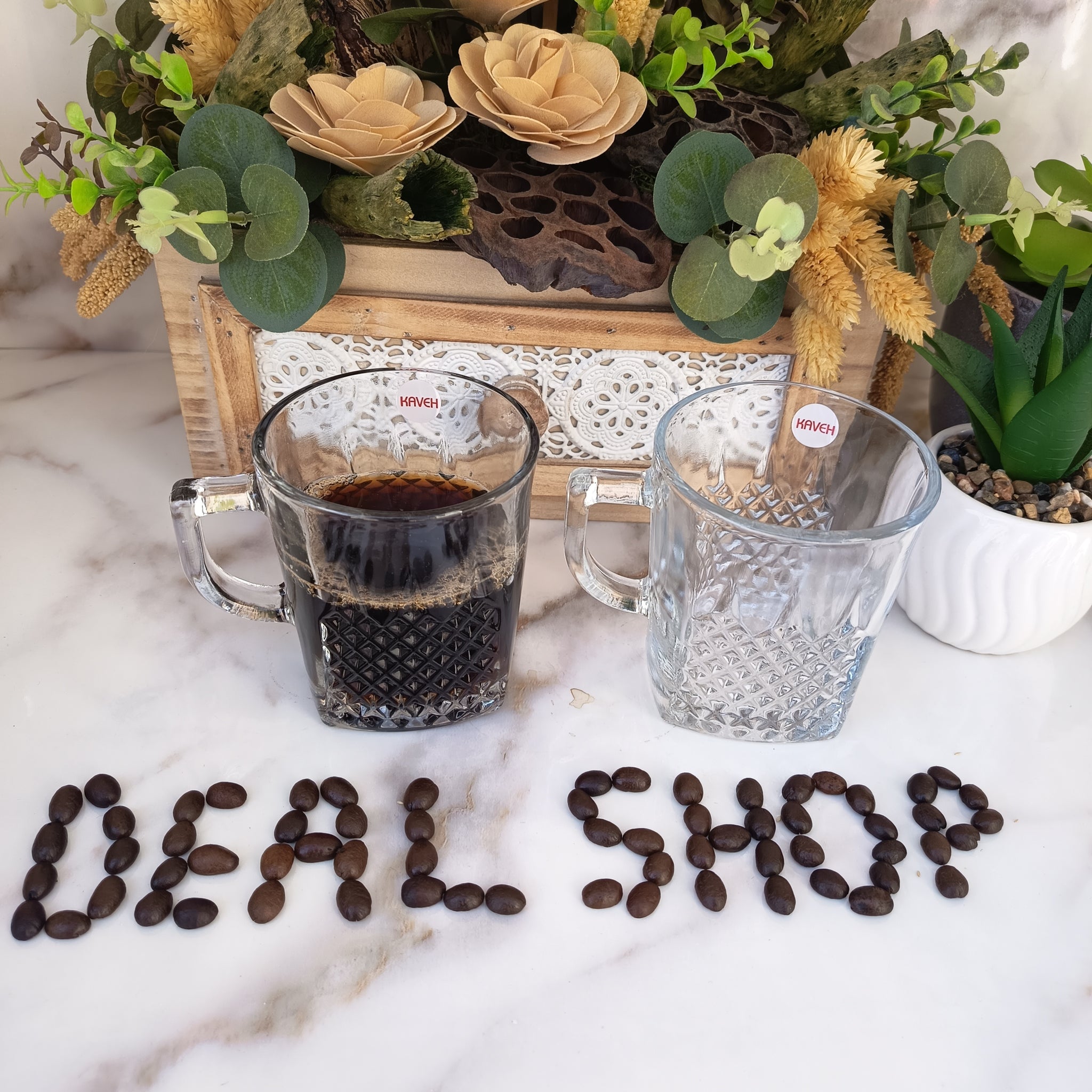 Set 6 Cesti Cafea sau Ceai sticla transparenta 260 ml Kaveh Express