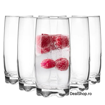 Set 6 pahare  pentru apa suc vin bere Lav Adora 390 ml sticla transparenta