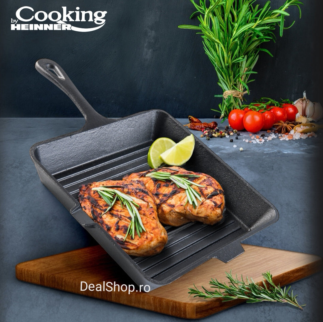 Tigaie grill fonta pura inductie 25 x 4.7 cm