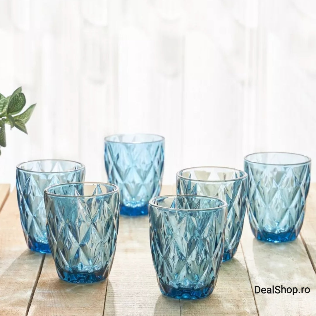 Set de 12 pahare din sticla 300 ml blue terasa Piscina evenimente