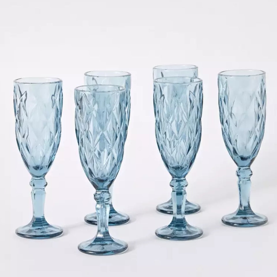 Set de 12 pahare pentru sampanie 165 ml blue Eleganta pt Terasa și Evenimente CADOUL PERFECT