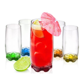 Set 12 Pahare Colorate din Sticlă Coral Adora 390 ml – Eleganta și Culoare pt  Evenimente CADOUL perfect