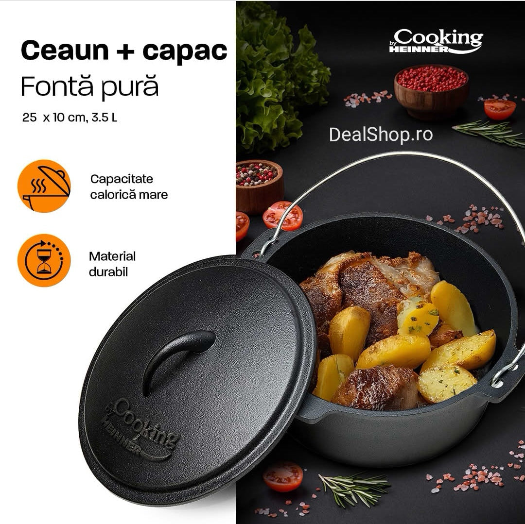 Ceaun fonta 3.5 litri cu capac Cooking by Heinner gatit sanatos traditional