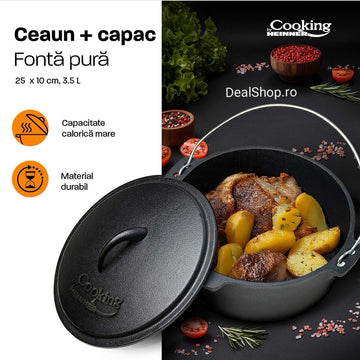 Ceaun fonta 3.5 litri cu capac Cooking by Heinner gatit sanatos traditional