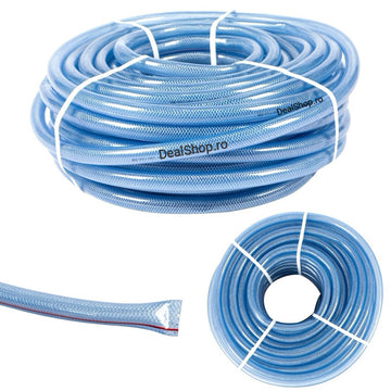 Furtun Grădină Transparent cu Inserție Textilă ETS A  3/4" 19 mm 50 m Rezistent și Flexibil pentru Irigații și Aplicații Casnice