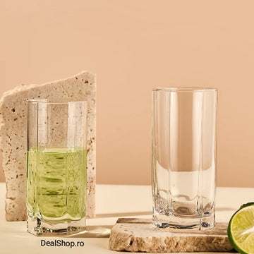 Set 6 Pahare din Sticla pentru Apa Suc Bere și Vin 440 ml Long Drink terasa evenimente