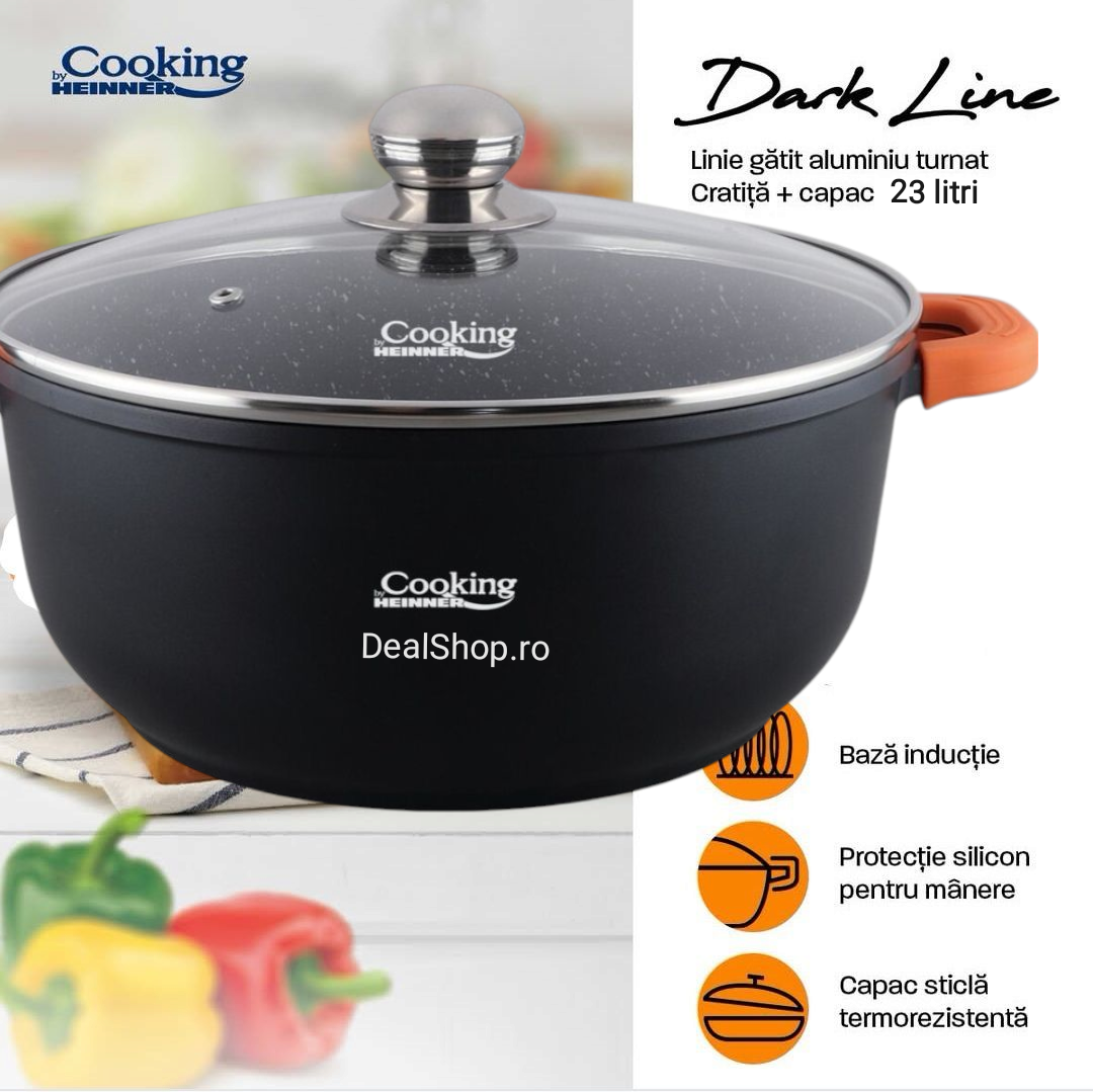 Cratita 23 litri interior marmura antiaderenta Cooking by Heinner perfecta pt gem Zacusca Gatit sanoatos