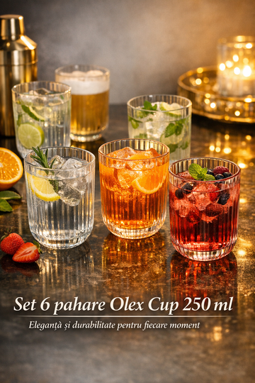 Set 6 pahare Olex Cup 250 ml  eleganță și durabilitate pentru fiecare moment