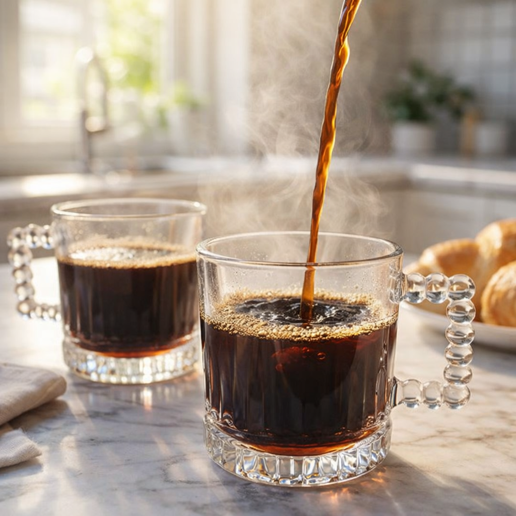 Set 6 cesti cafea sau ceai sticla transparenta 200 ml Luce coffe capuccino Latte coffe CADOUL PERFECT