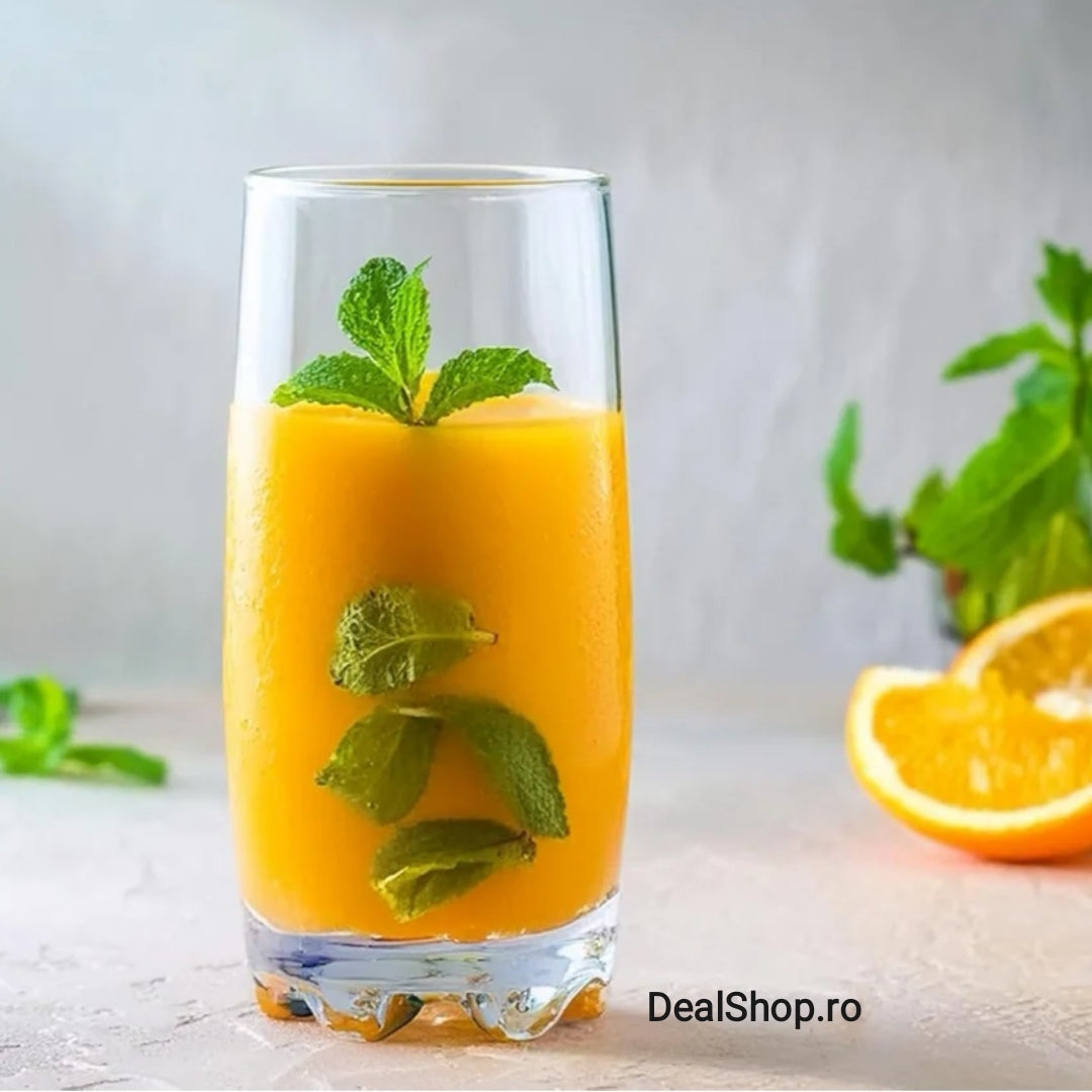 Set 6 pahare  pentru apa suc vin bere Lav Adora 390 ml sticla transparenta