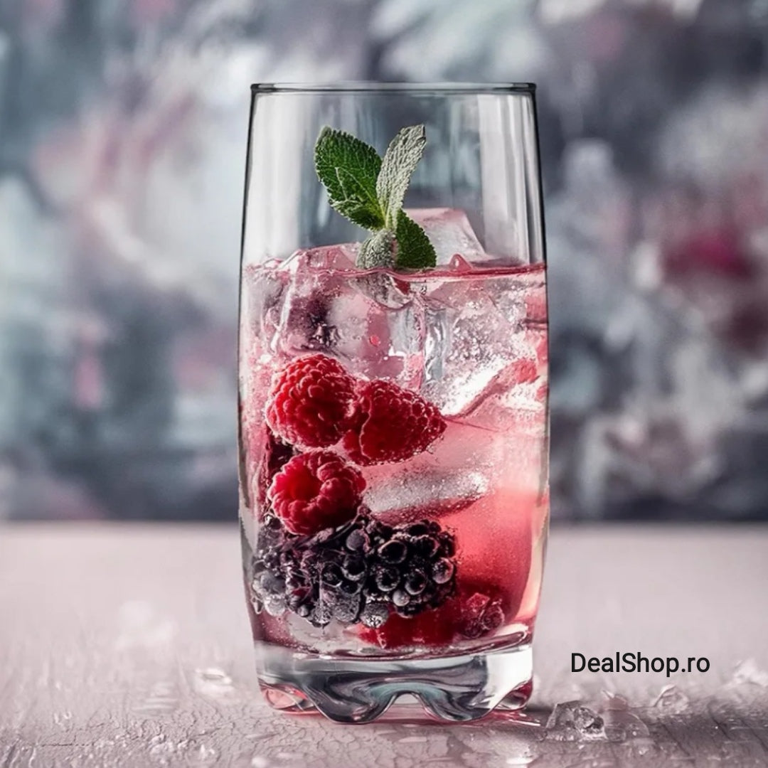 Set 6 pahare pentru apa suc vin bere Lav Adora 390 ml sticla transparenta