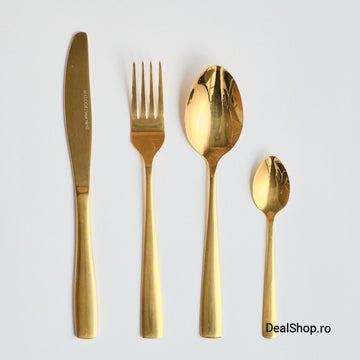 Set 6 persoane Tacamuri Inox 24 Piese pentru 6 persoane Auriu Malooki