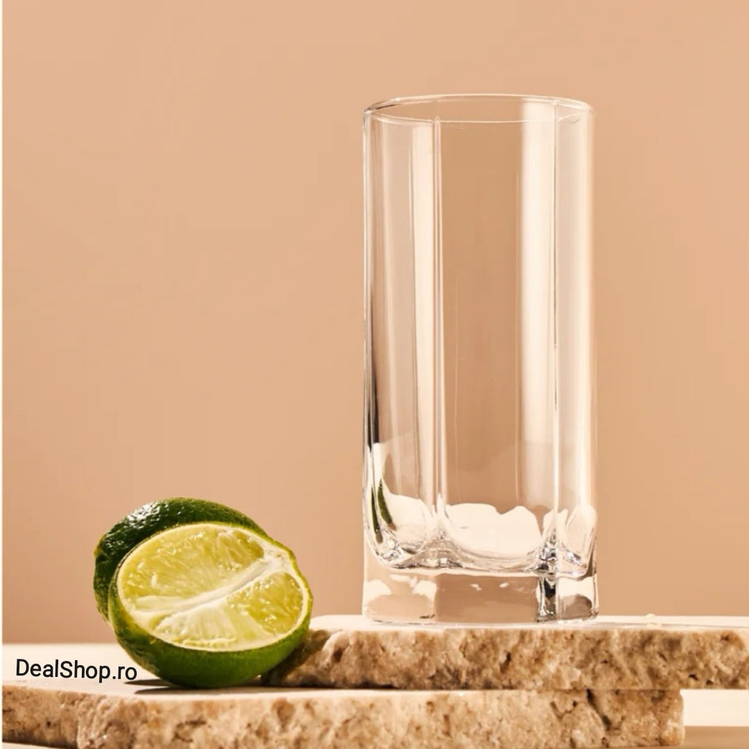 Set 6 Pahare din Sticla pentru Apa Suc Bere și Vin 440 ml Long Drink terasa evenimente